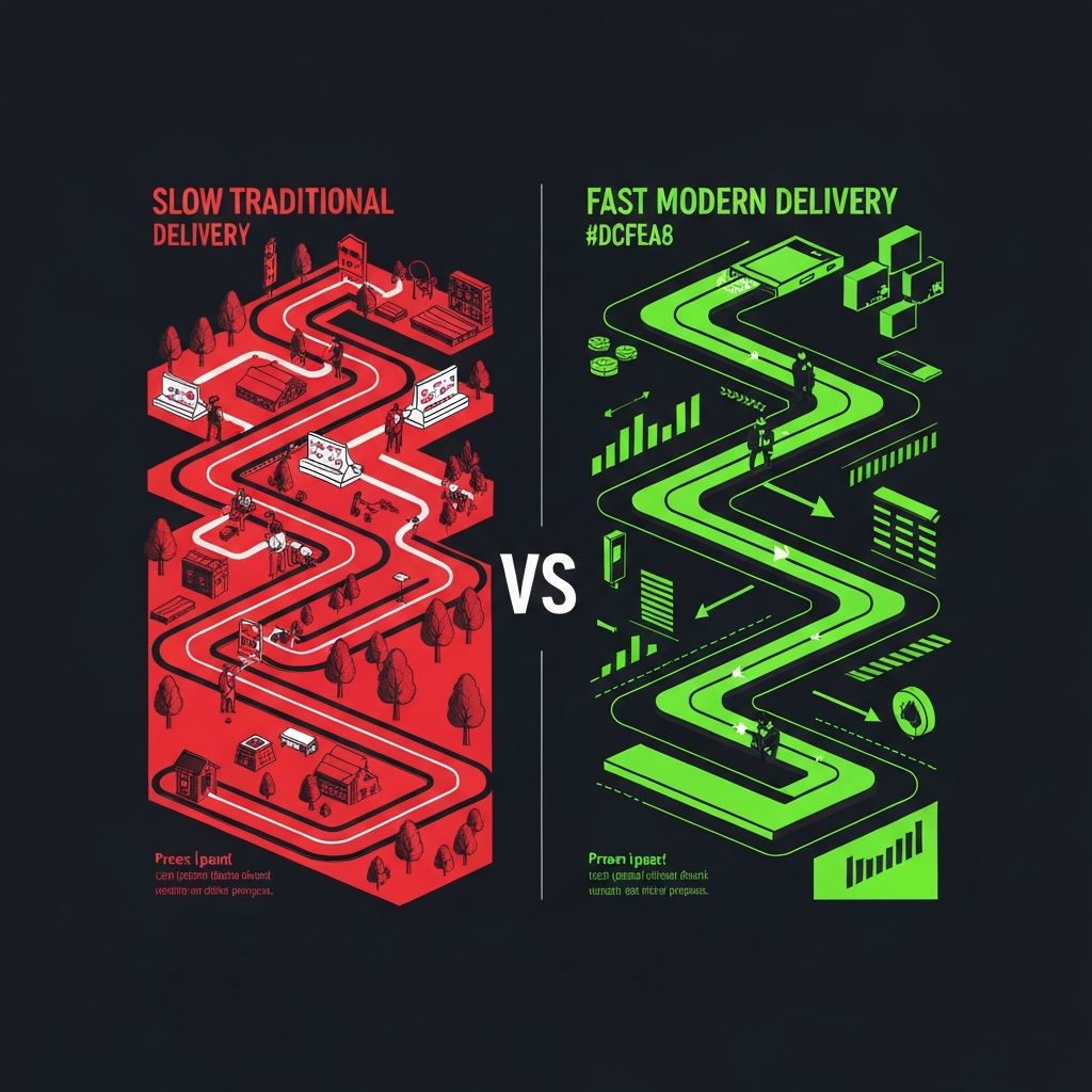 Traditional delivery vs. Future Works velocity